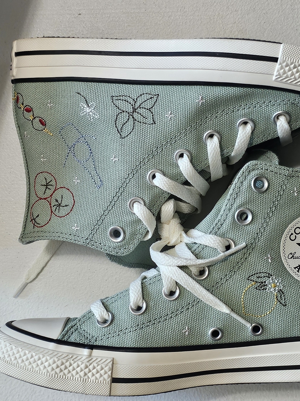 Converse Womens High Top Sneakers - Light Green Size 7.5 - Picture 7 of 11